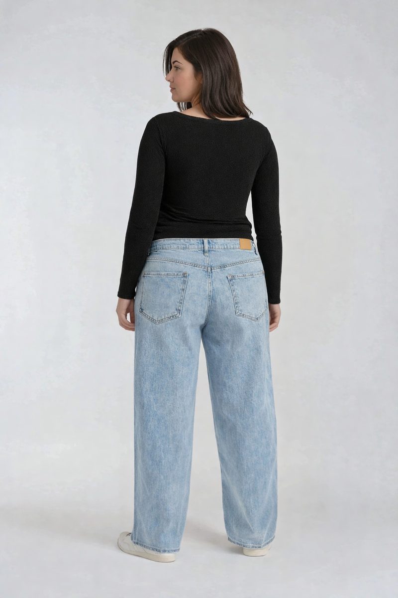 Plus Size Distressed Wide-Leg Jeans