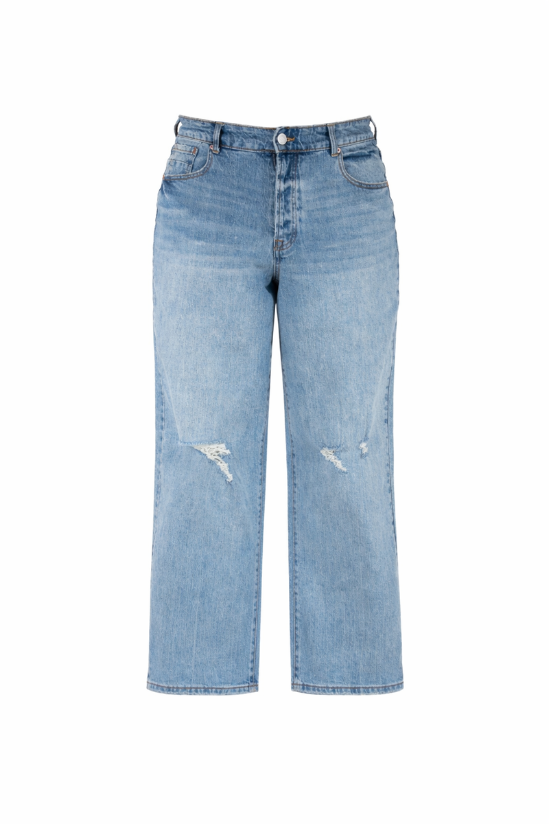 Plus Size Distressed Wide-Leg Jeans