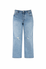 Plus Size Distressed Wide-Leg Jeans