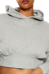Plus Size Bustier Cropped Hoodie