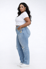 Plus Size Distressed Bootcut Jeans