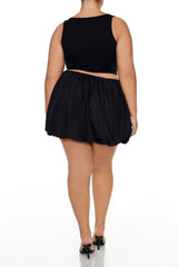 Plus Size Poplin Bubble-Hem Mini Skirt