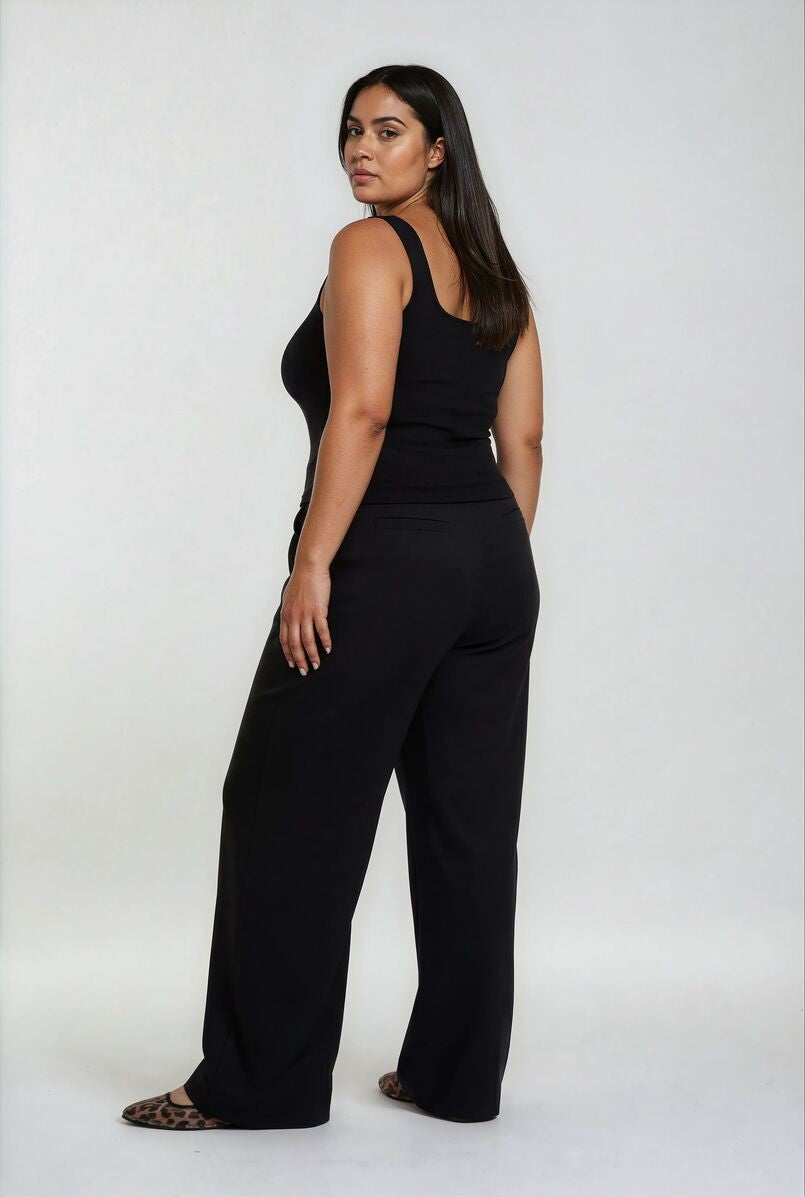 Plus Size Pleated Wide-Leg Pants