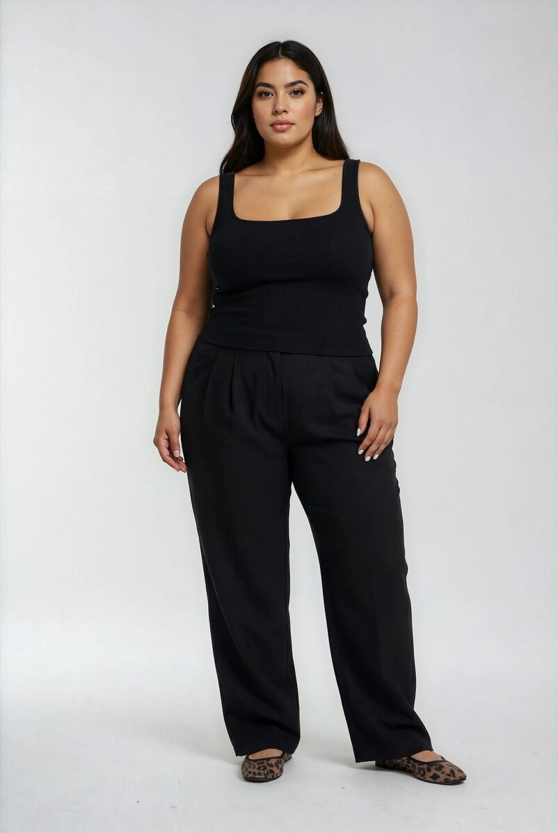 Plus Size Pleated Wide-Leg Pants