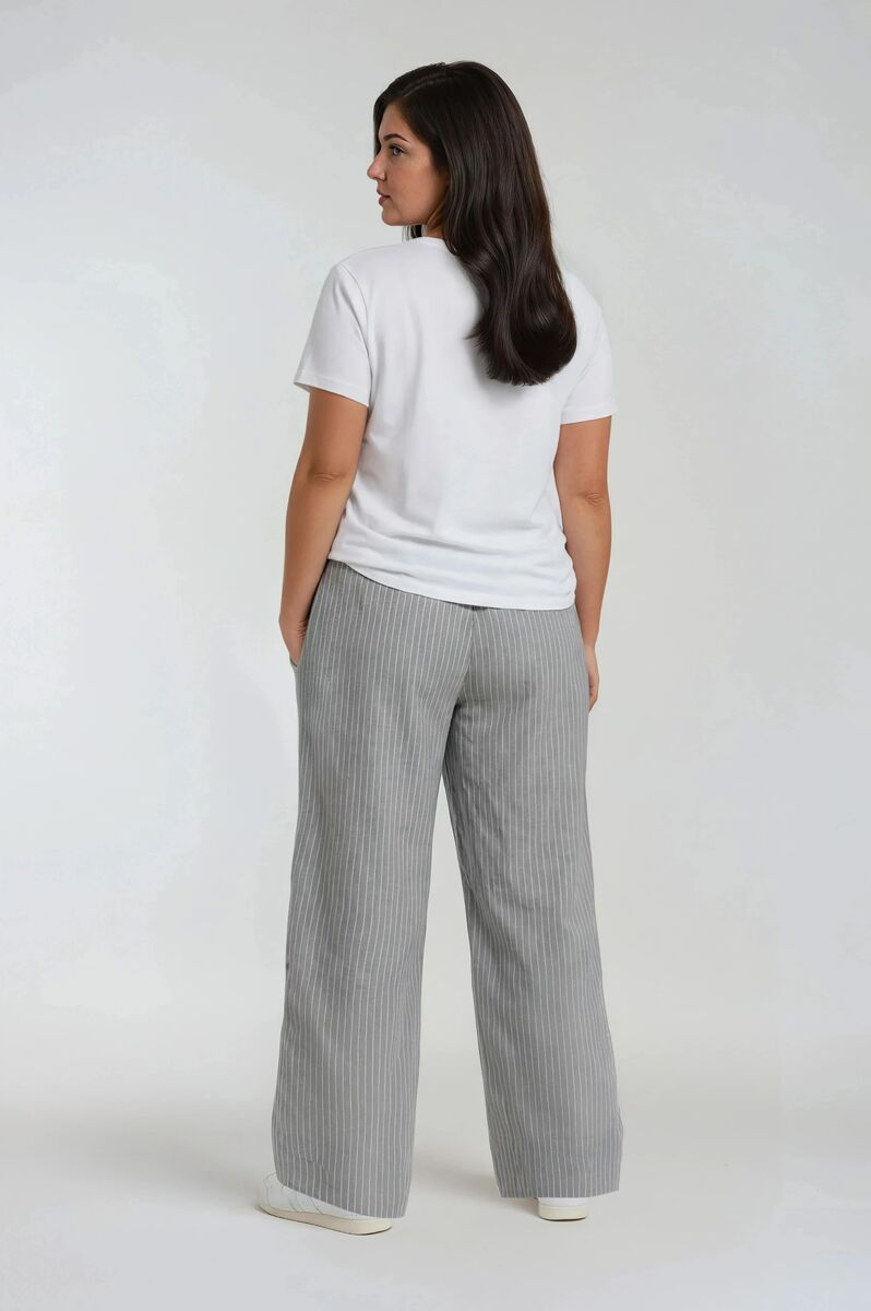 Plus Size Pinstriped Drawstring Pants