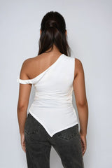 Asymmetrical One-Shoulder Ruched Top