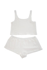 Textured Crop Top & Shorts Swim Cover-Up Set