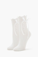 Bow Lettuce-Edge Crew Socks