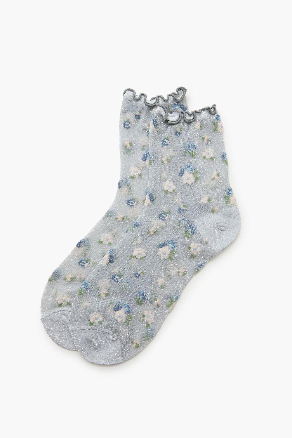 Sheer Mesh Floral Quarter Socks