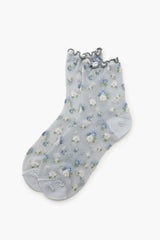 Sheer Mesh Floral Quarter Socks