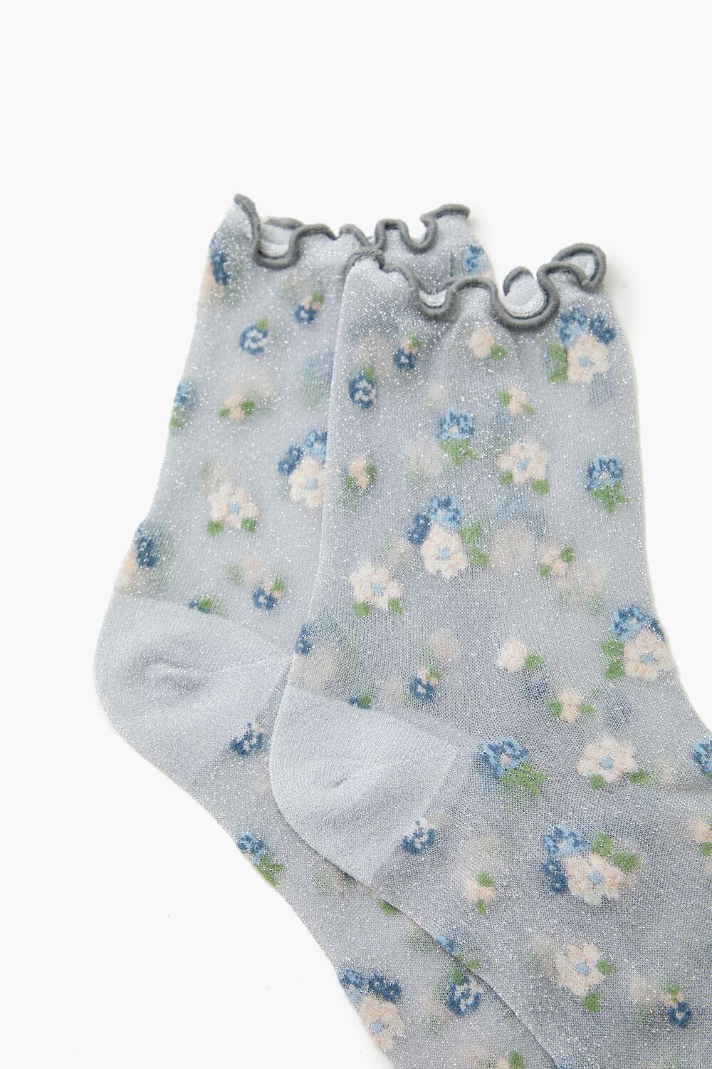 Sheer Mesh Floral Quarter Socks