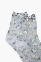 Sheer Mesh Floral Quarter Socks