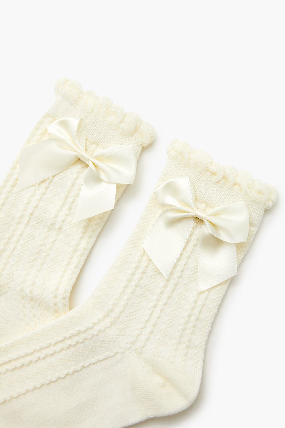 Bow Cable Knit Crew Socks