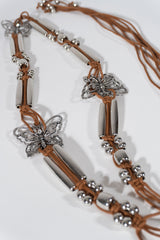 Braided Leather Butterfly Charm Belt