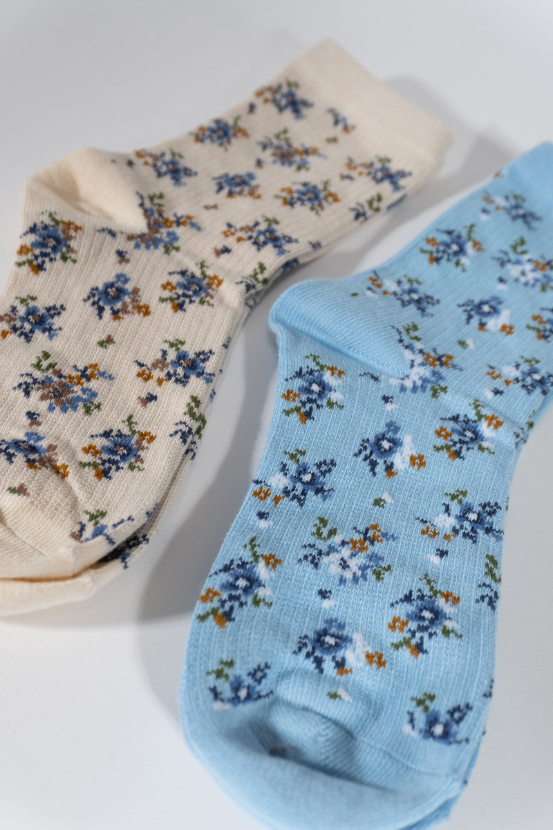 Floral Print Ankle Socks – 2 Pack