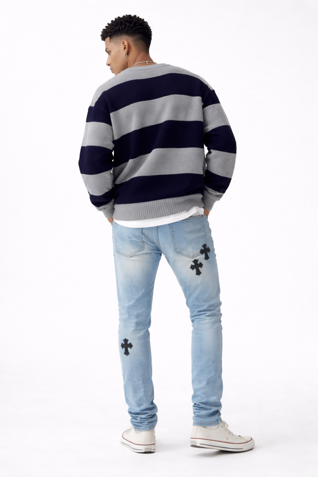 Cross Embroidered Skinny Jeans
