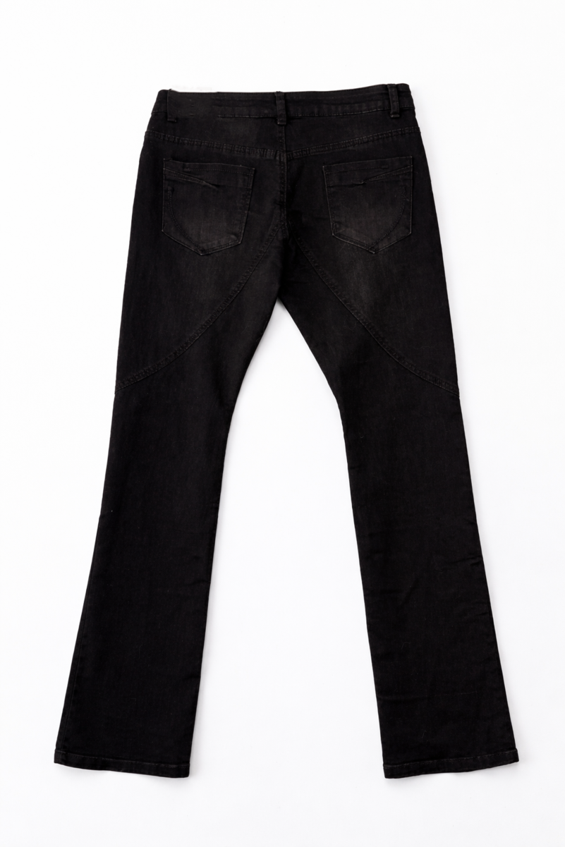 Snap Detail Flared Jeans