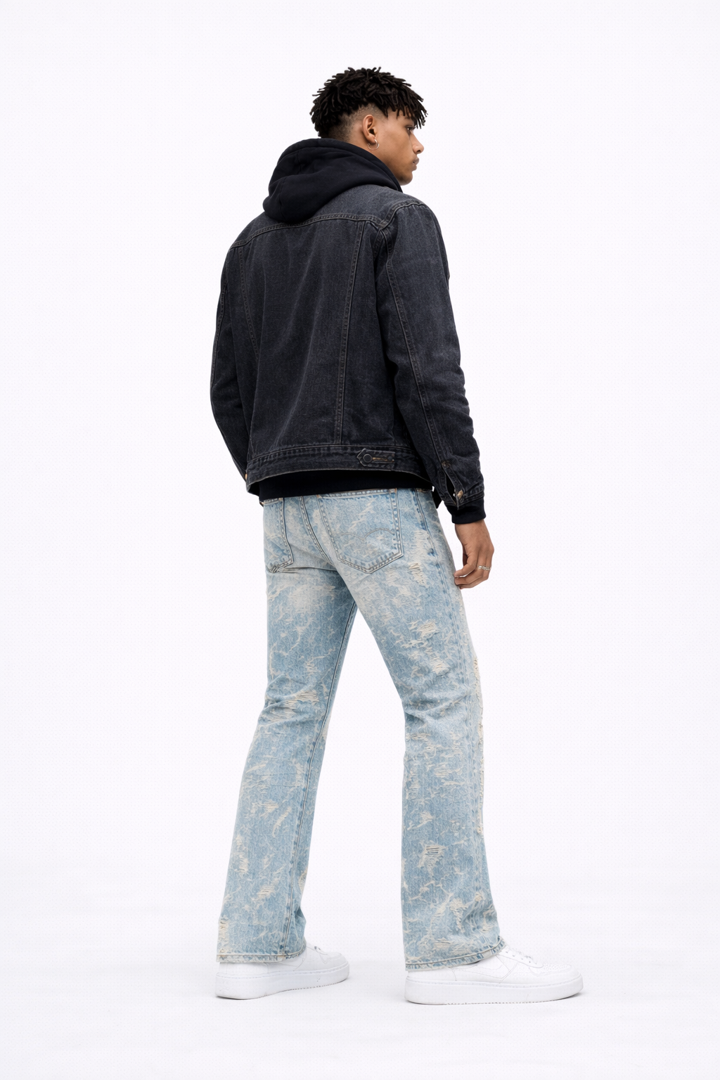 Distressed Straight Flare Jeans