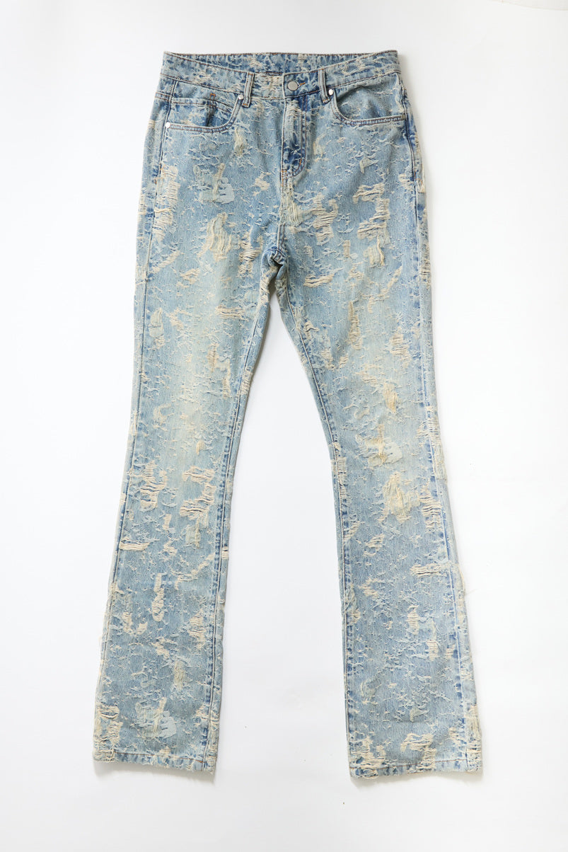 Distressed Straight Flare Jeans