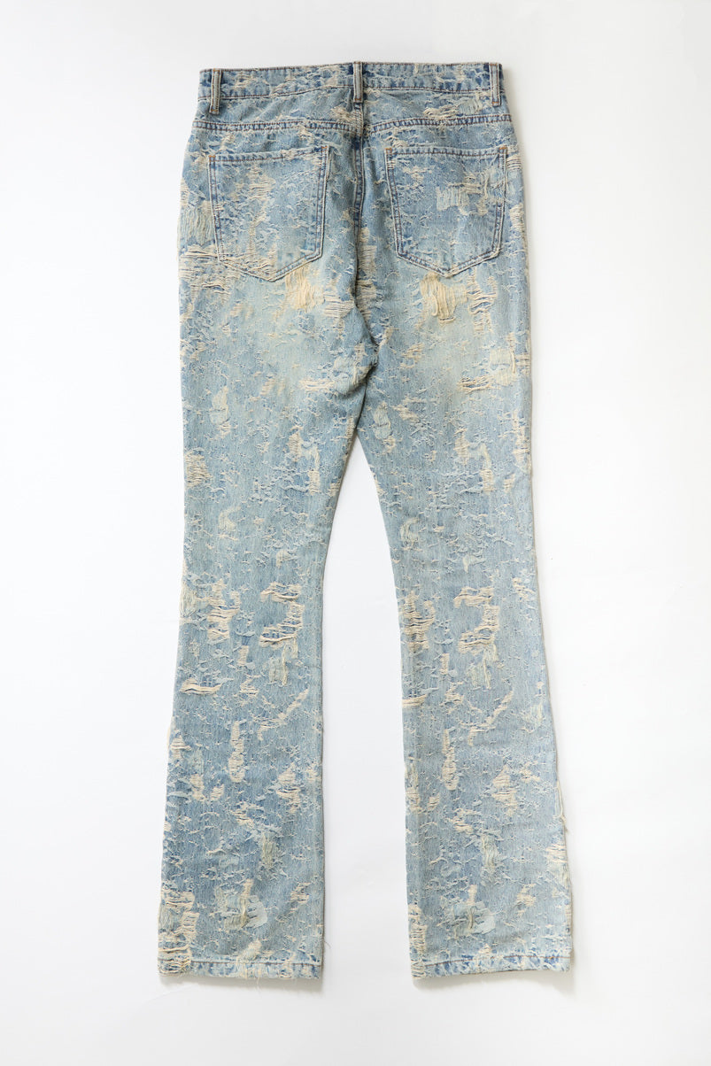 Distressed Straight Flare Jeans