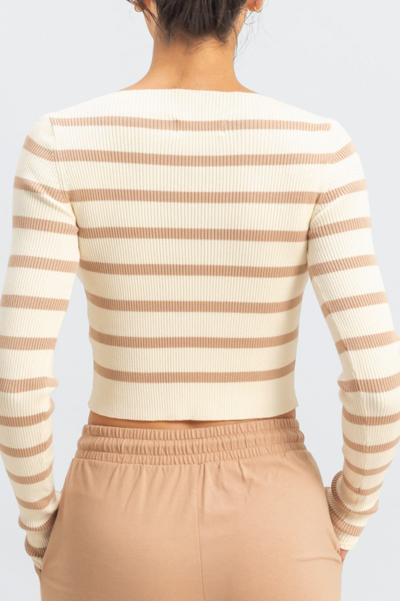 Striped Boatneck Cropped Sweater