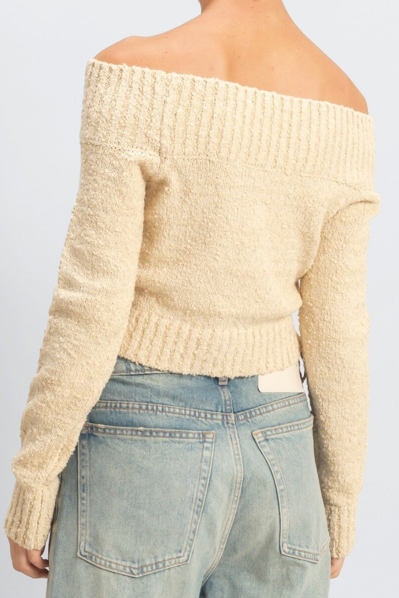 Cropped Off-The-Shoulder Sweater