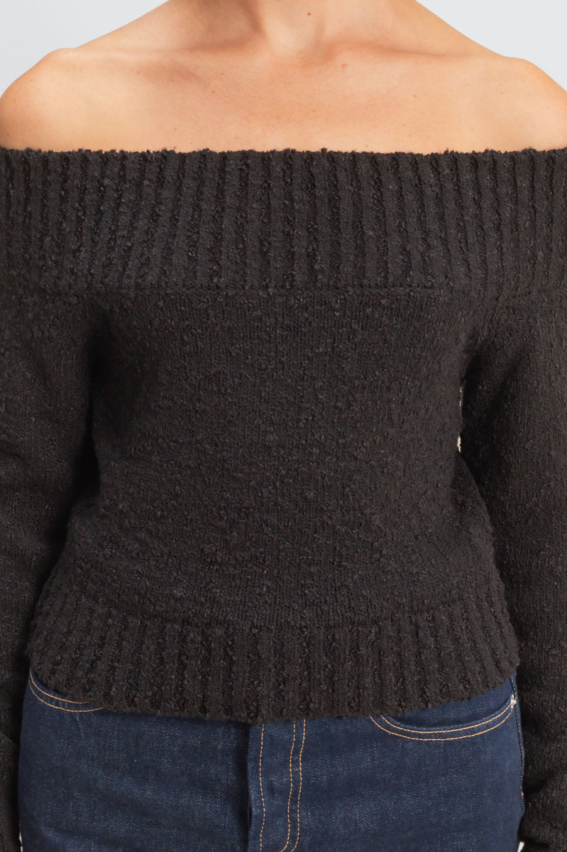 Cropped Off-The-Shoulder Sweater