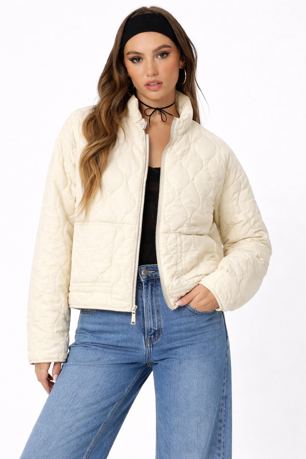 Quilted Drawstring-Hem Jacket