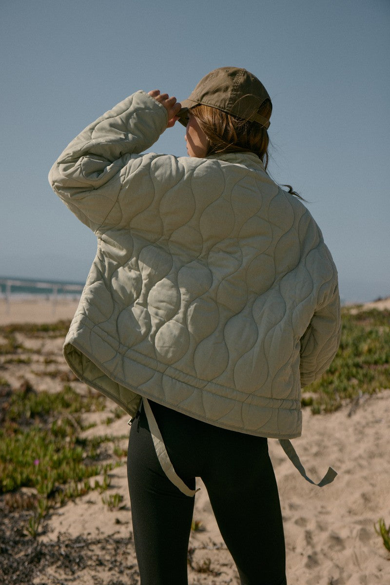 Quilted Drawstring-Hem Jacket