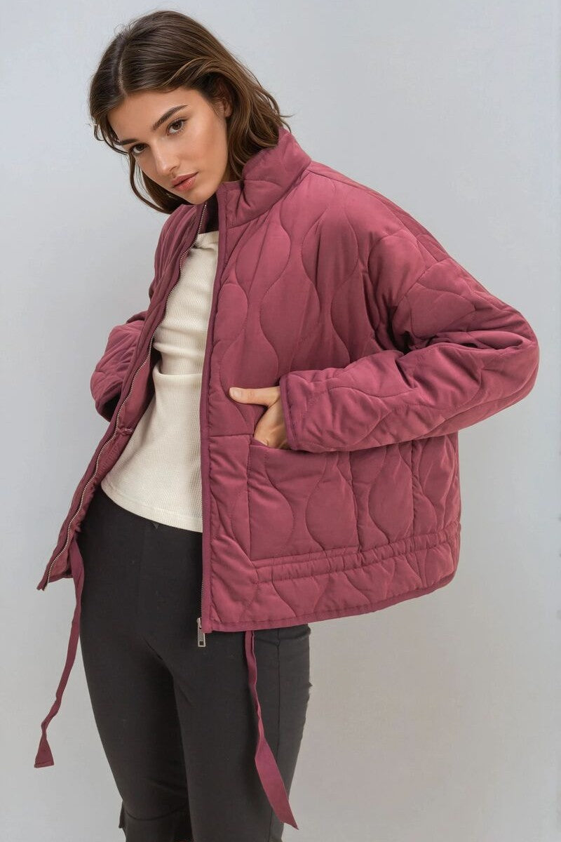 Quilted Drawstring-Hem Jacket
