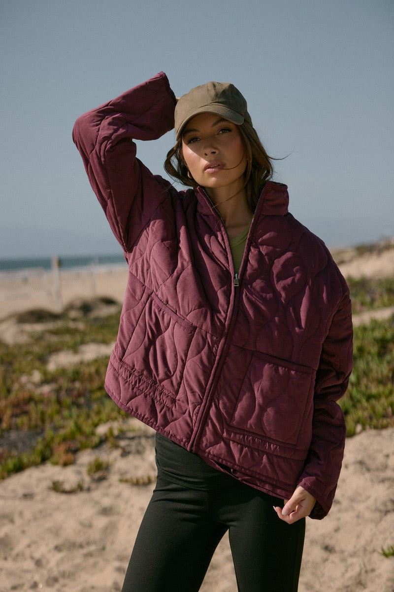 Quilted Drawstring-Hem Jacket