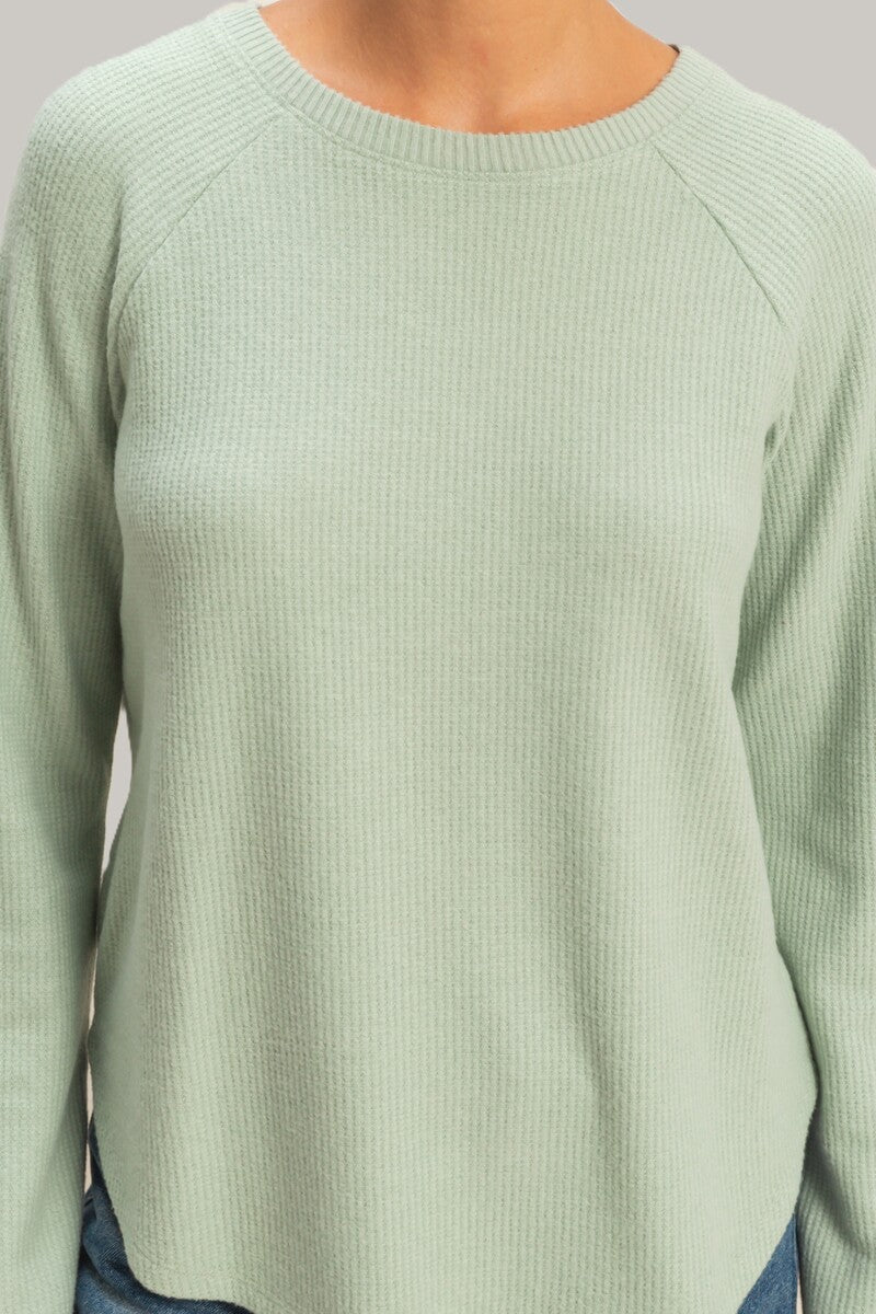 Waffle Knit Long-Sleeve Top