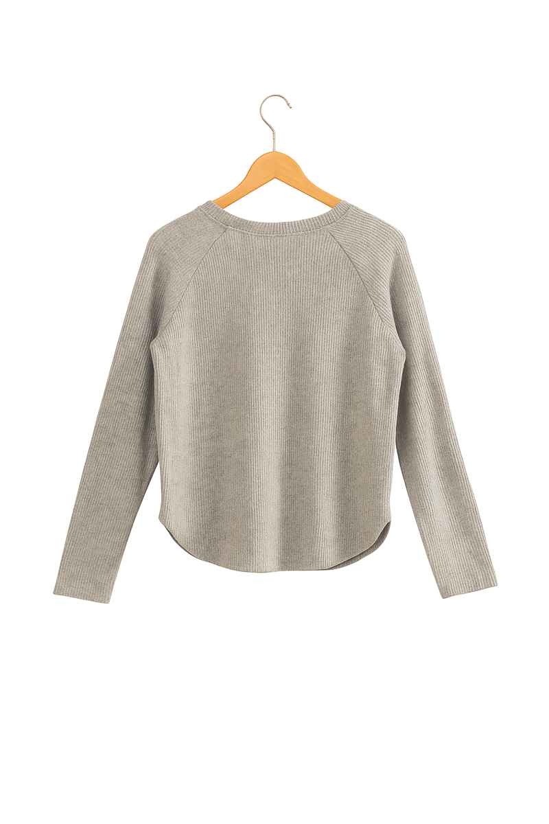 Waffle Knit Long-Sleeve Top