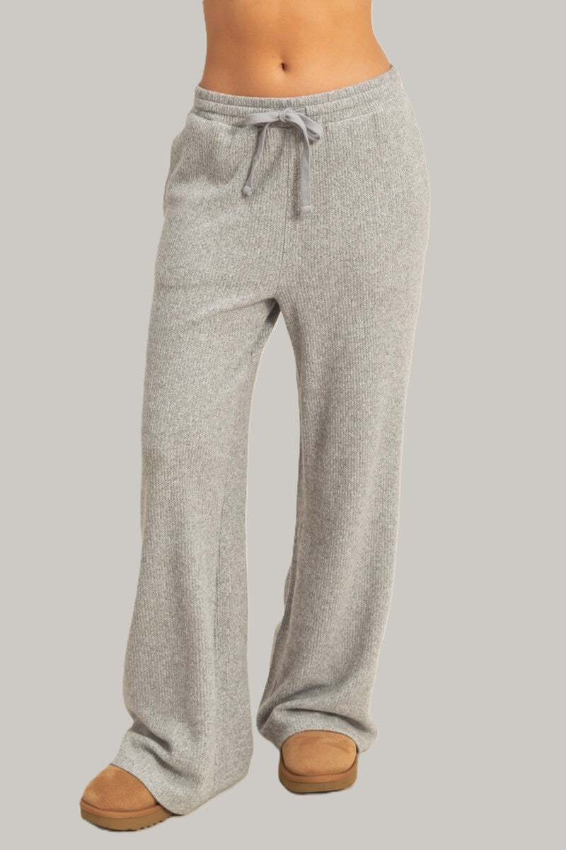 Waffle Knit Wide-Leg Pants