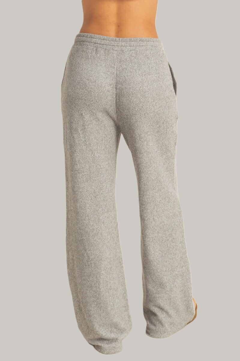 Waffle Knit Wide-Leg Pants