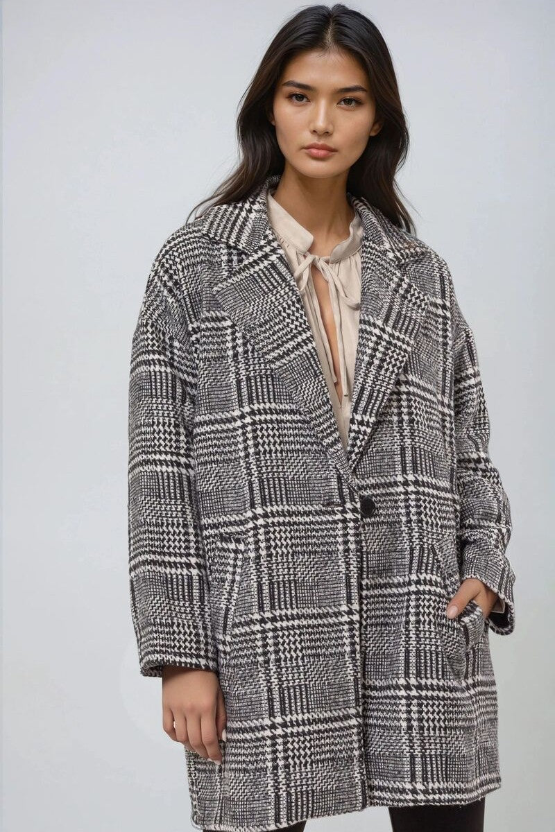 Glen Plaid Oversized Coat