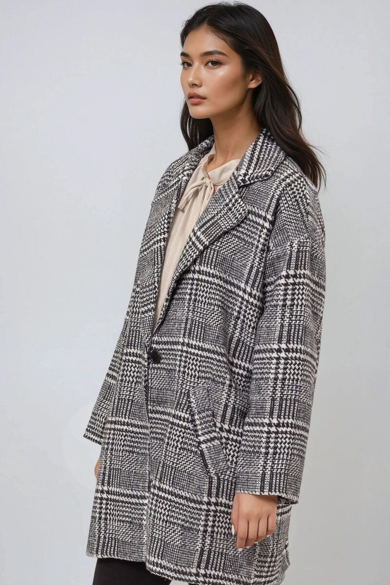 Glen Plaid Oversized Coat