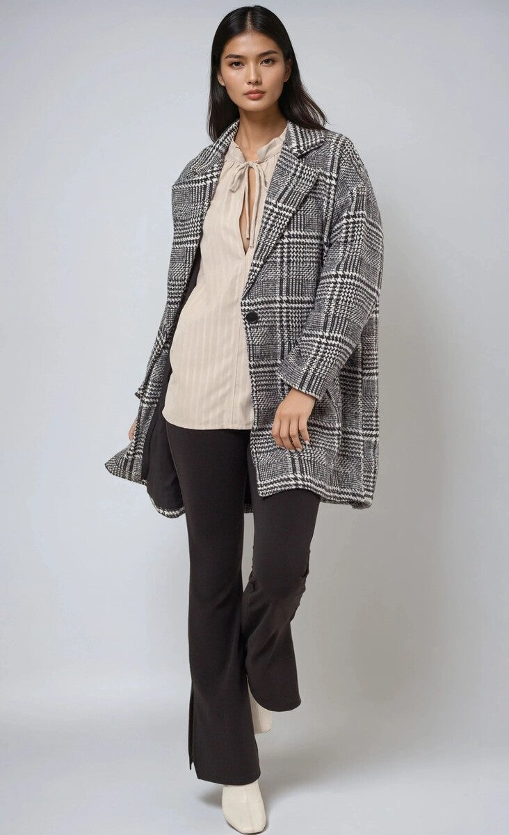 Glen Plaid Oversized Coat