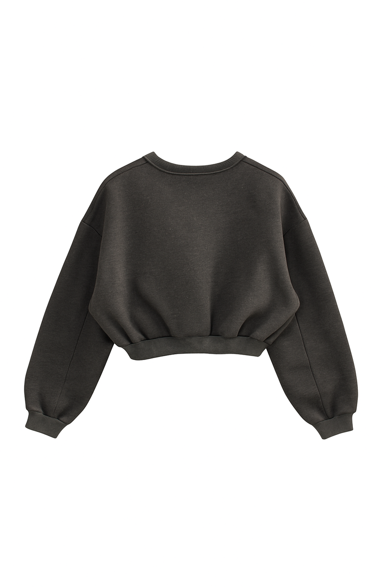 Exposed-Seam Cropped Pullover