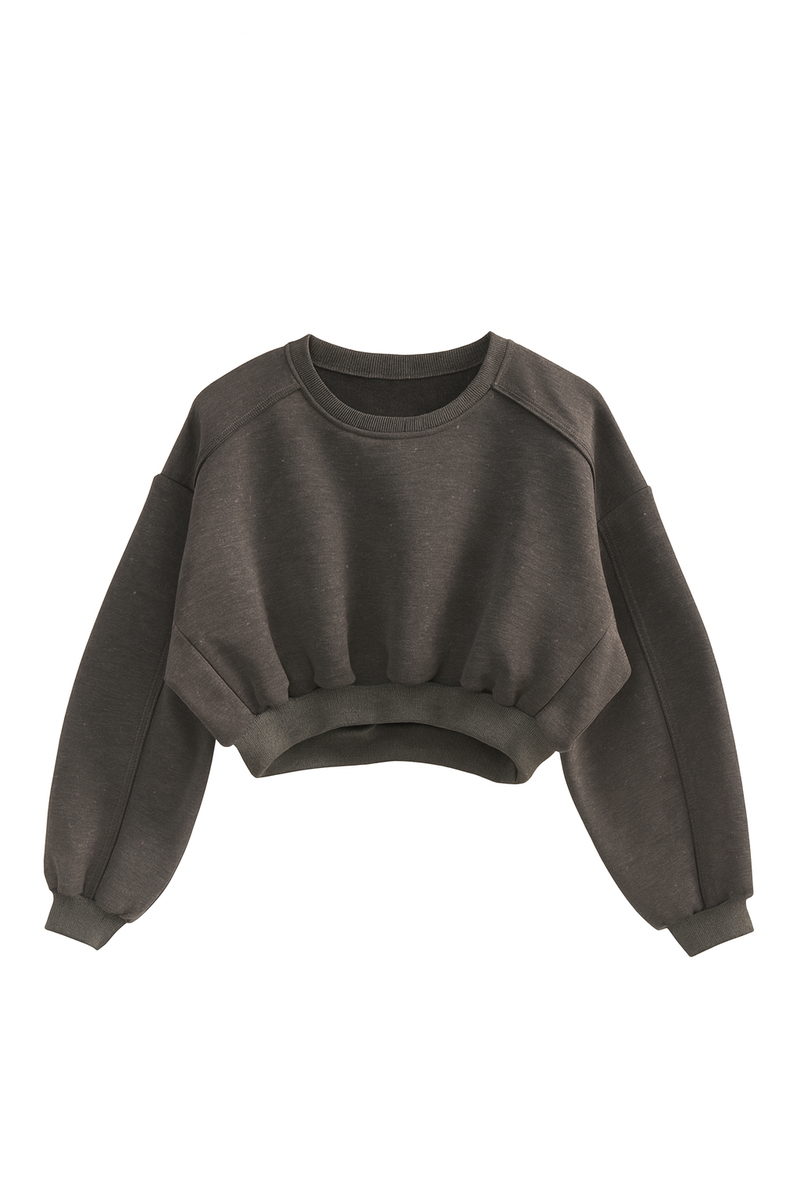 Exposed-Seam Cropped Pullover