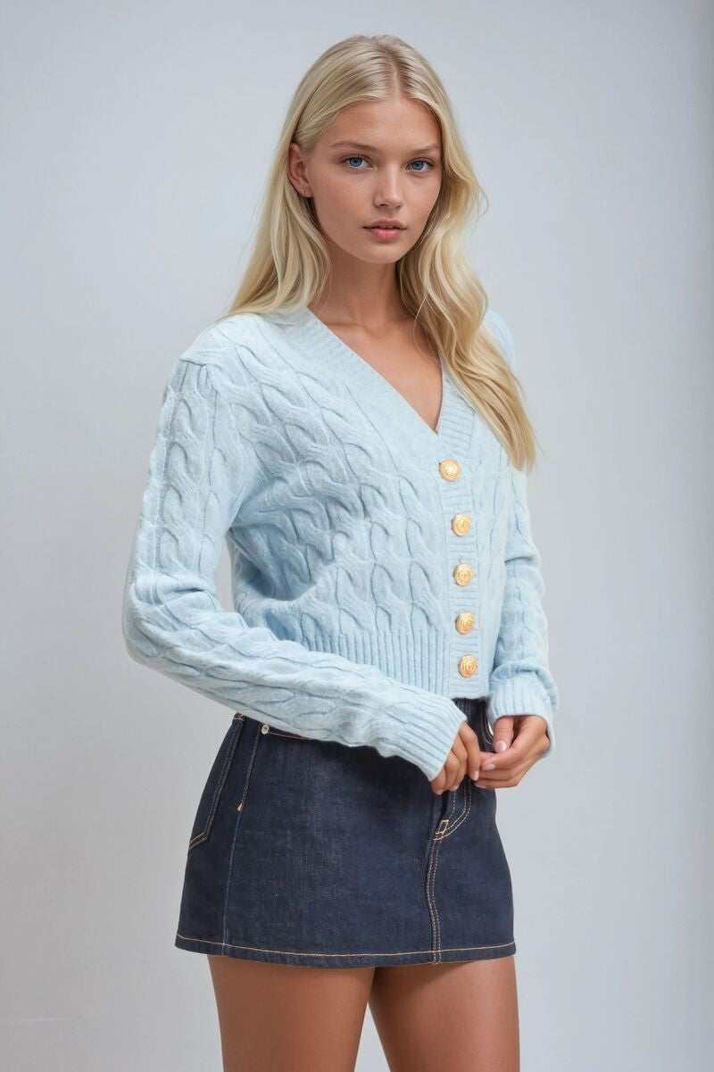 Cable Knit Cardigan Sweater