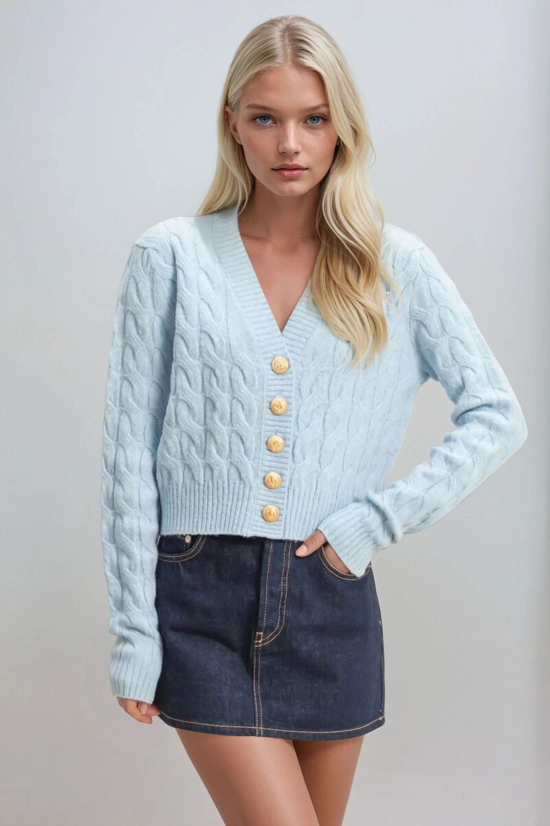 Cable Knit Cardigan Sweater