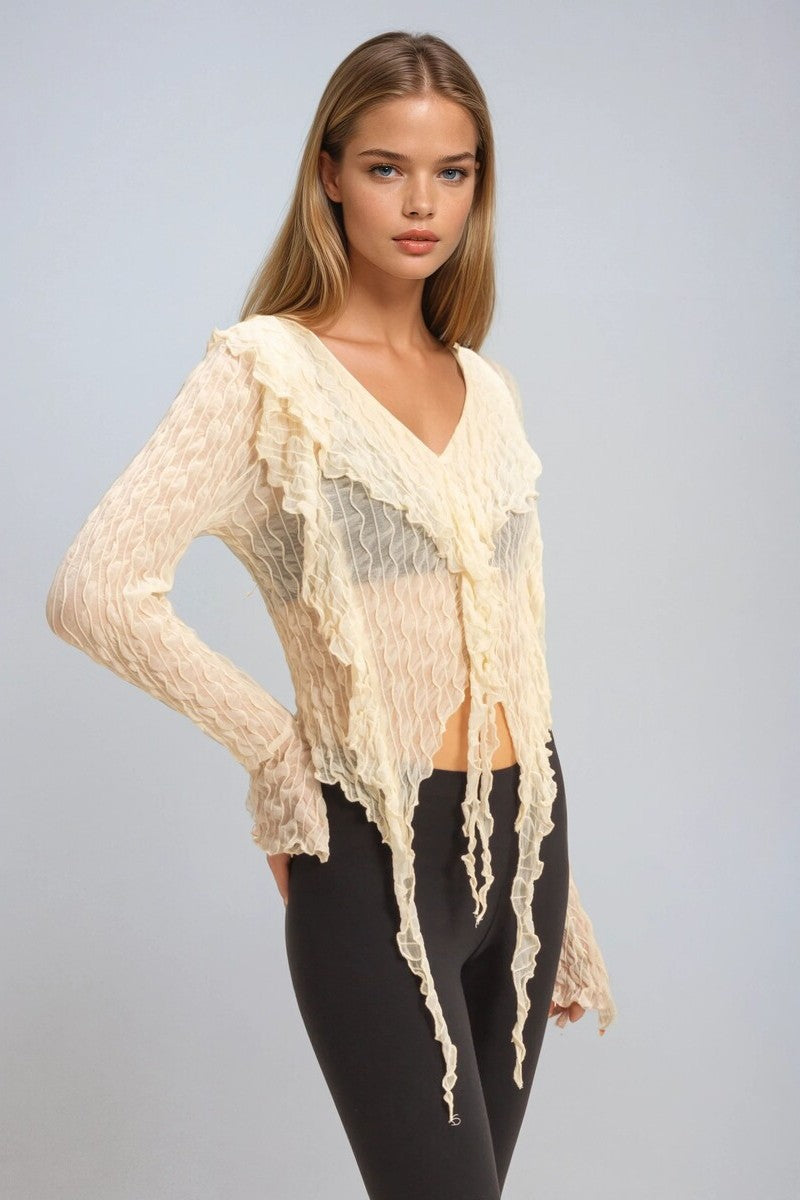 Textured Ruffled Lace Top