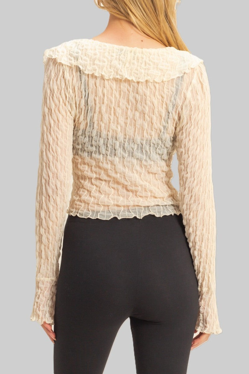 Textured Ruffled Lace Top