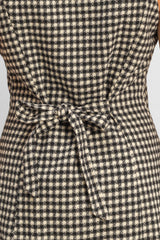 Sleeveless Houndstooth Button-Front Mini Dress