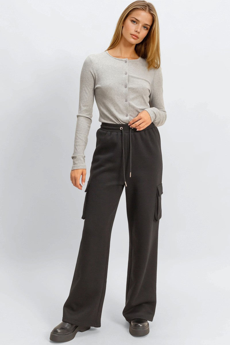 Ribbed Button-Front Cardigan Top