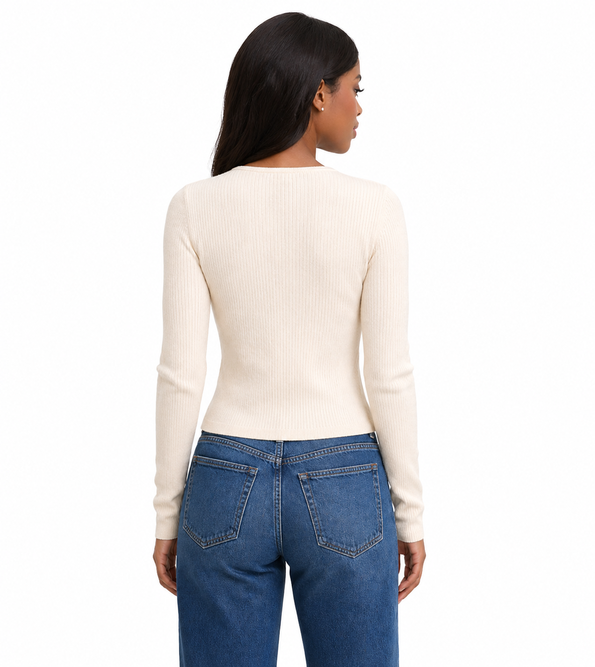 Ribbed Button-Front Cardigan Top