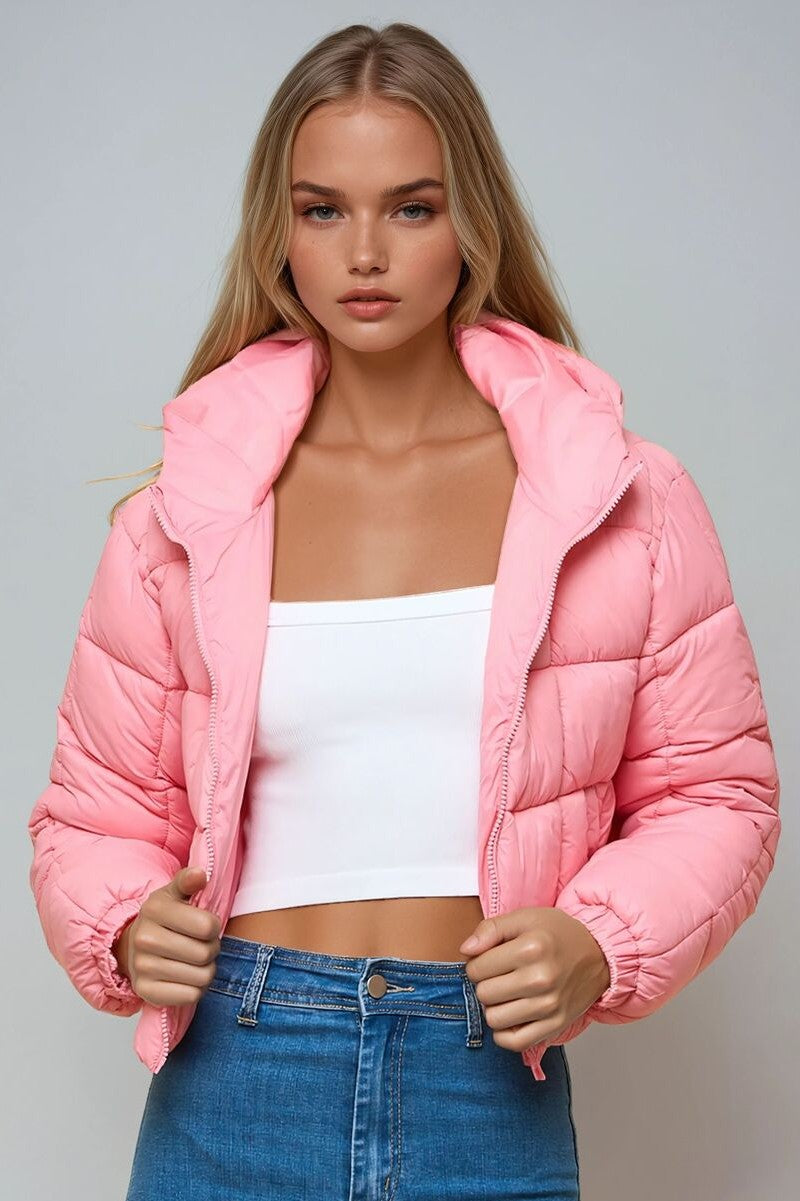 Hooded Zip-Front Puffer