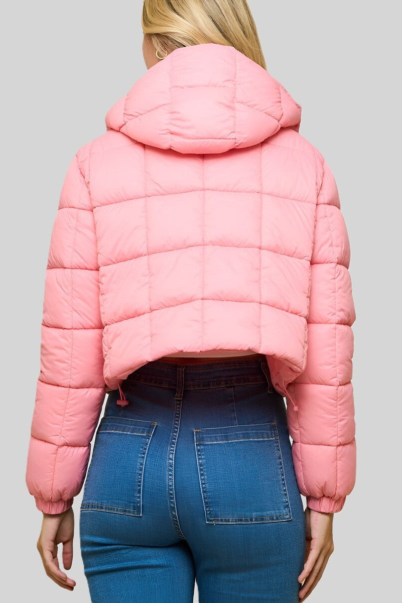 Hooded Zip-Front Puffer