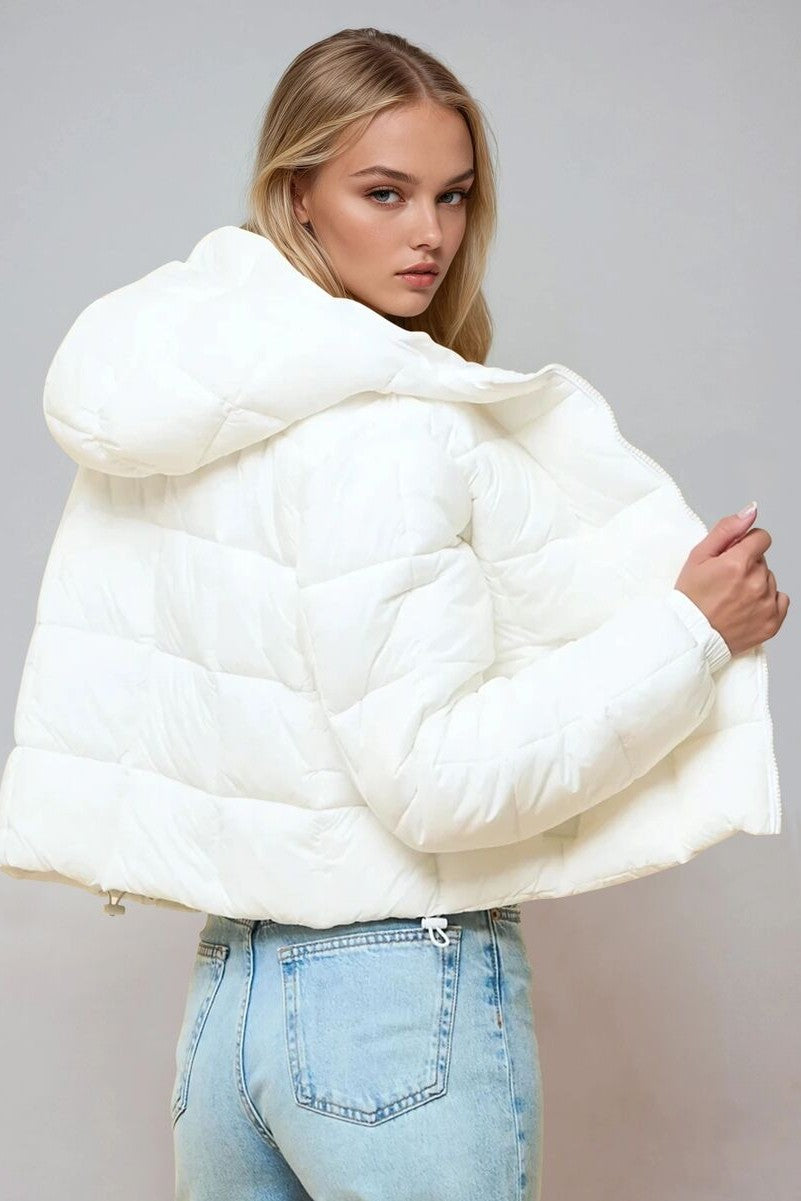 Hooded Zip-Front Puffer